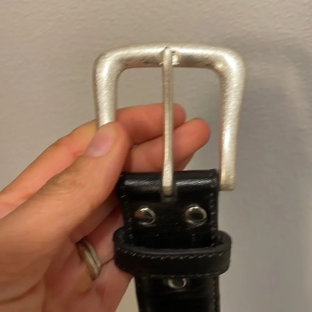 Womans black leather belt
